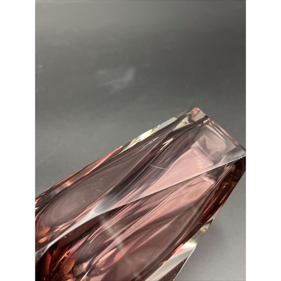 Vtg Murano Mandruzzato Italy Purple Plum Amethyst Sommerso Faceted Glass Vase - Picture 8 of 8